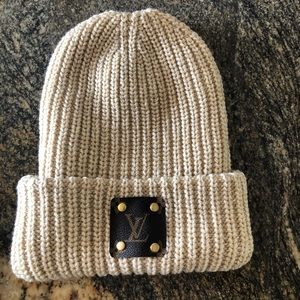 Upcycled Louis Vuitton patch beanie